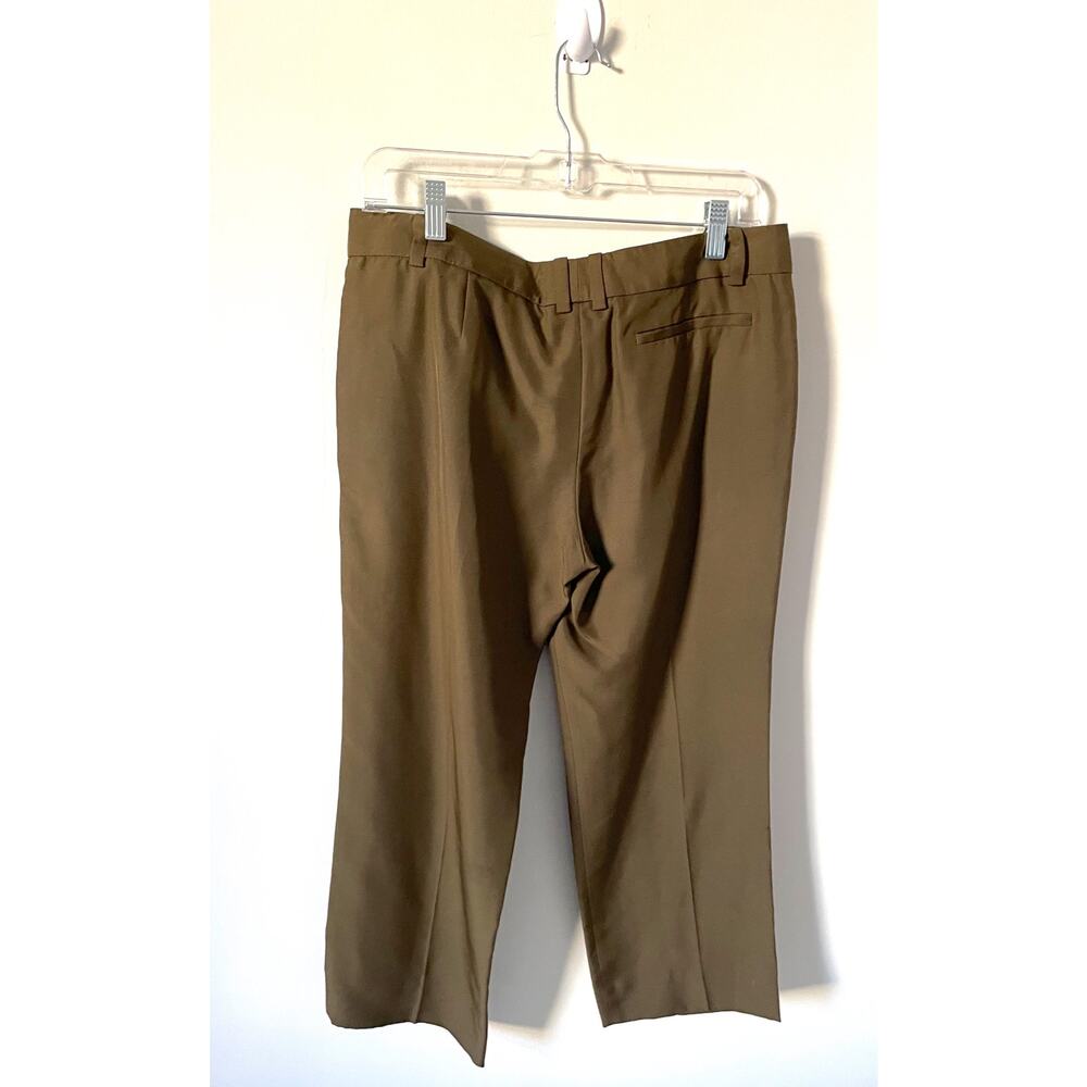 Chloe Designer Paris Silk Crop Pants Army Green Size 10 - Picture 2 of 8